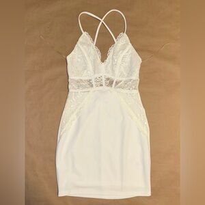 FashionNova Lace Bodycon White Dress